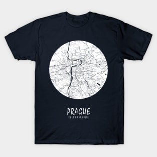 Prague, Czech Republic City Map - Full Moon T-Shirt